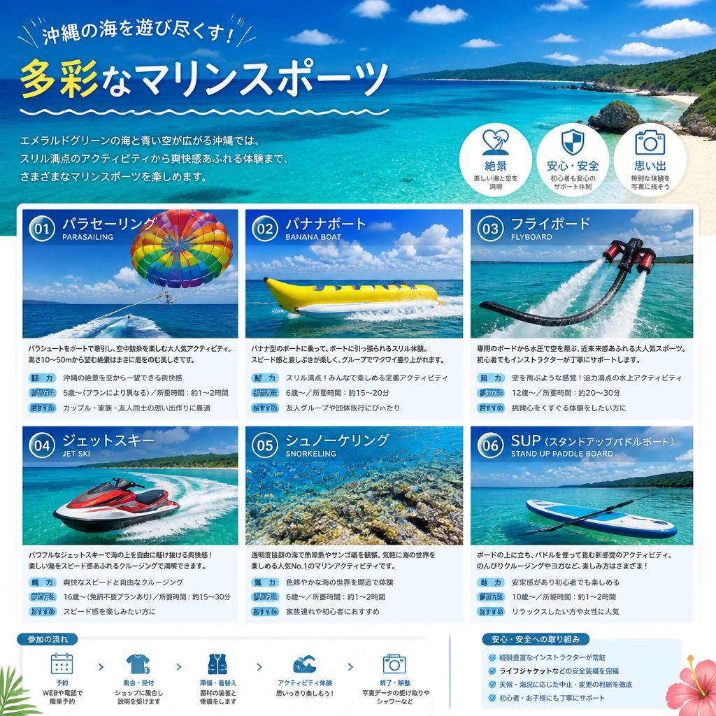 体験できる豊富なマリンスポーツメニュー